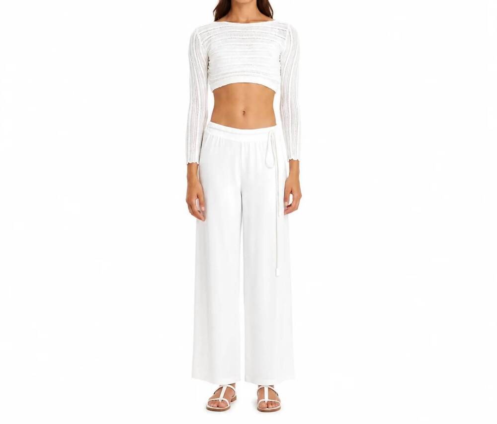 NEW KOURBELA long sleeve knitted crop top in white